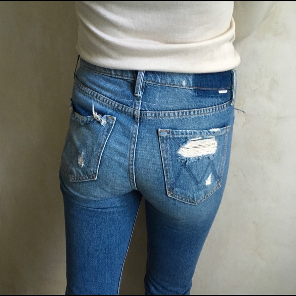 MOTHER ‘The Cheeky’ High Rise Distressed Jeans